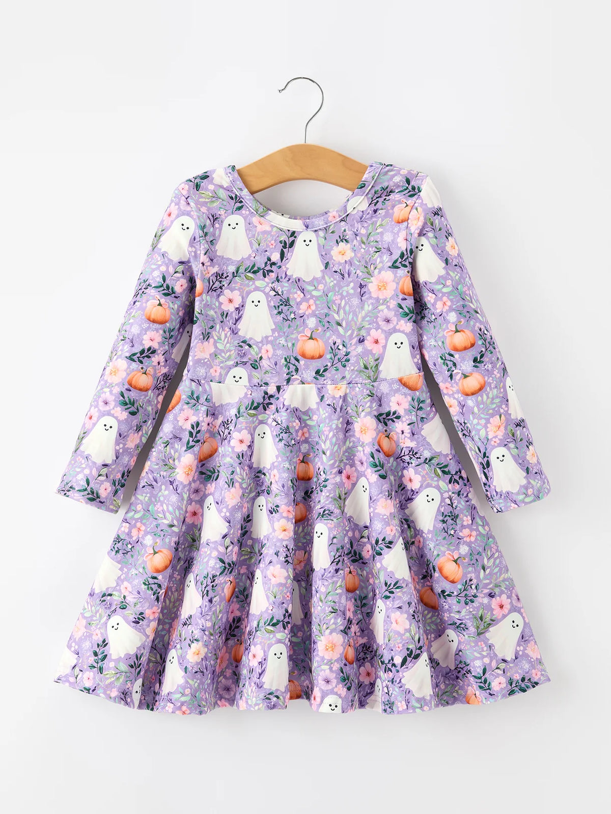 Purple Floral Ghost Twirl Dress