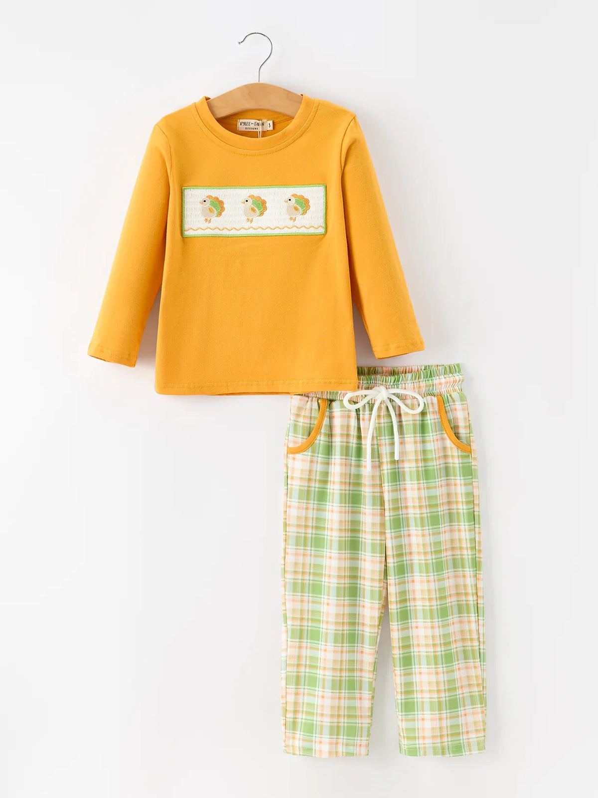 Green Orange Plaid Turkey Tee & Pants