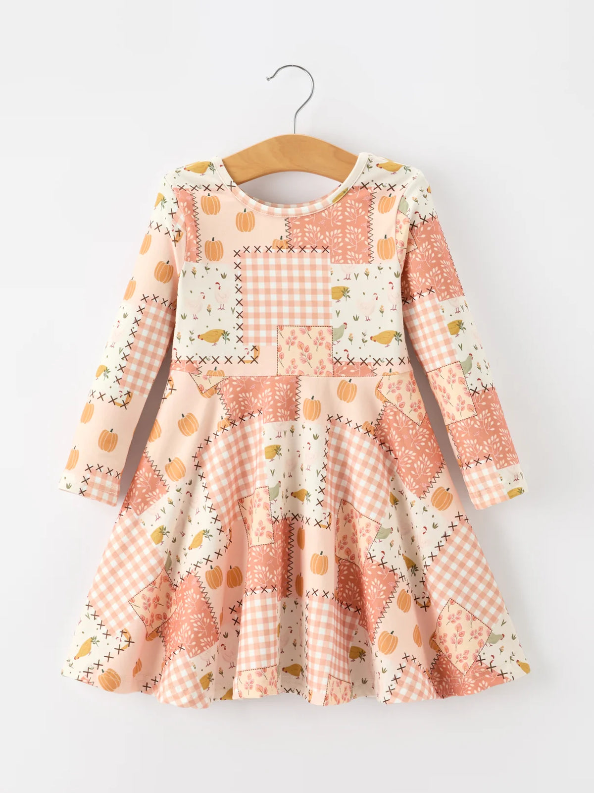 Pumpkin Patchwork Twirl Dress