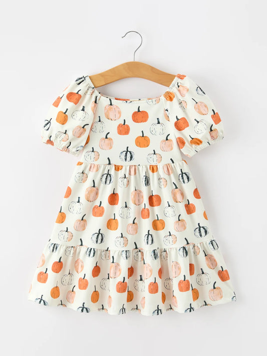 Pumpkin Puff Sleeve Dress