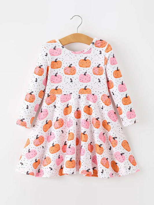 Polka Dot Pumpkin Twirl Dress