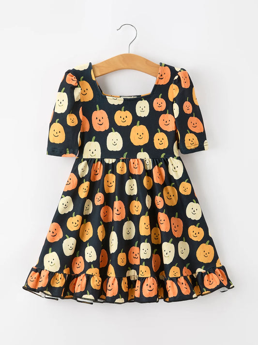 Jack O'Lantern Ruffle Twirl Dress