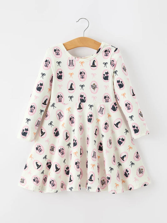 Vintage Halloween Frame Twirl Dress