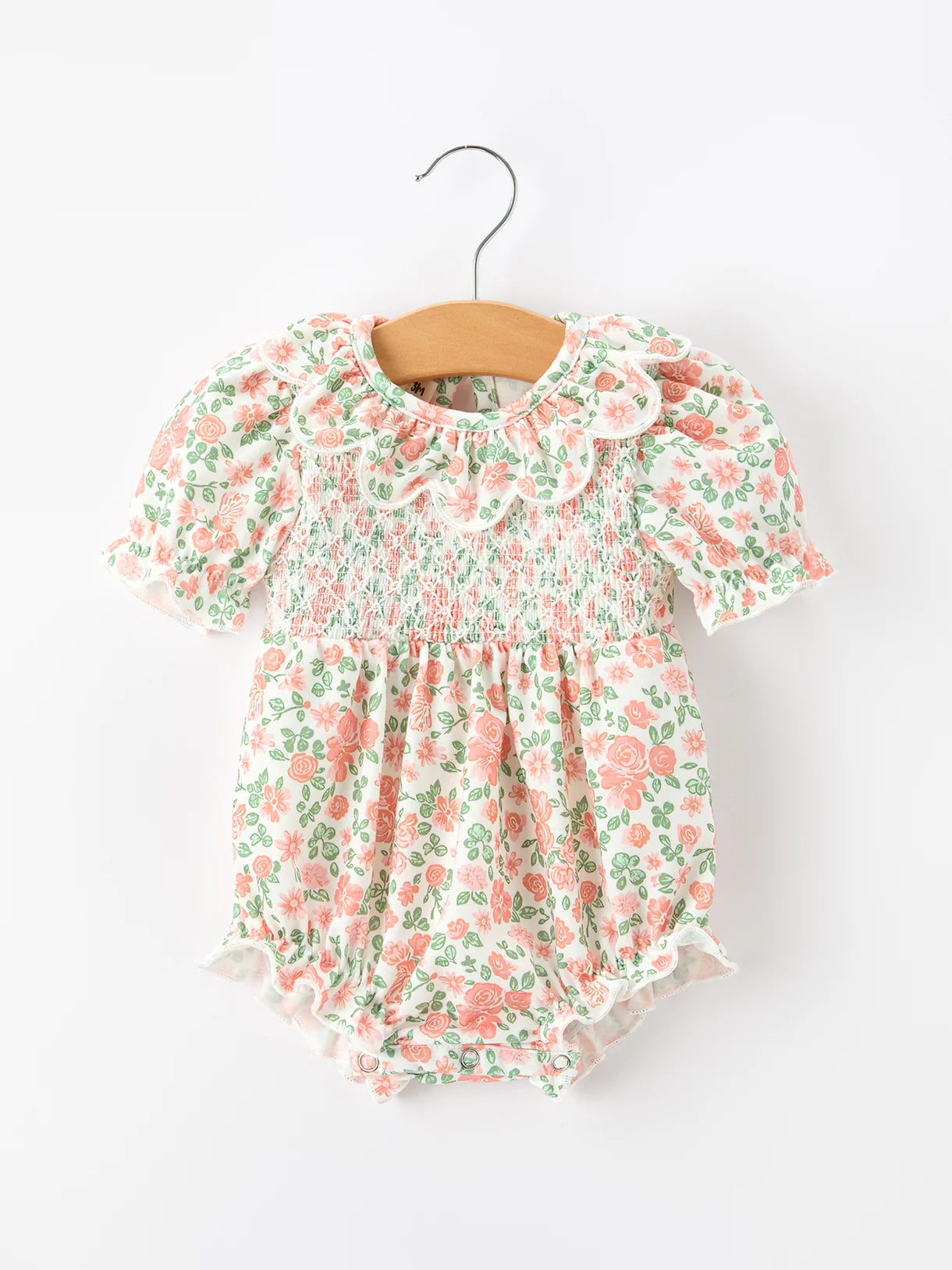 Blush Floral Smocked Petal Collar Romper