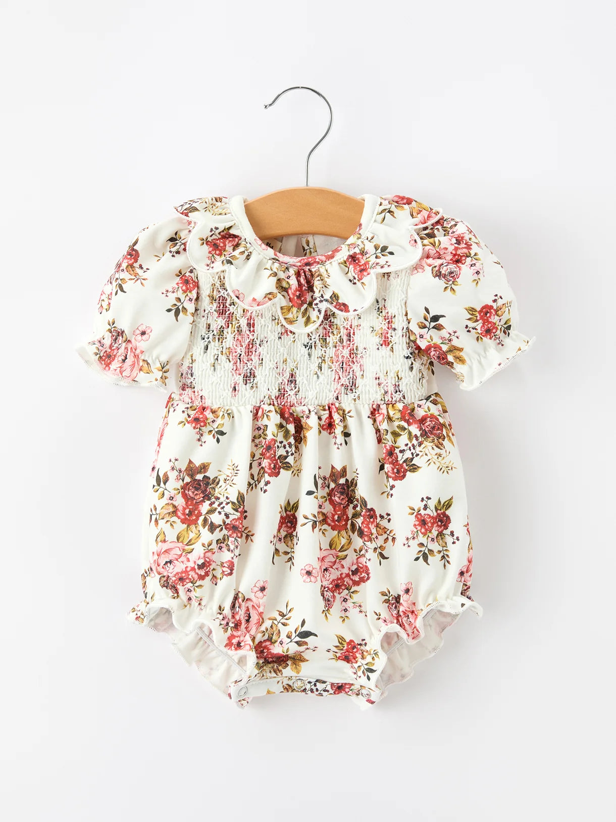 Fall Garden Smocked Petal Collar Bow Romper
