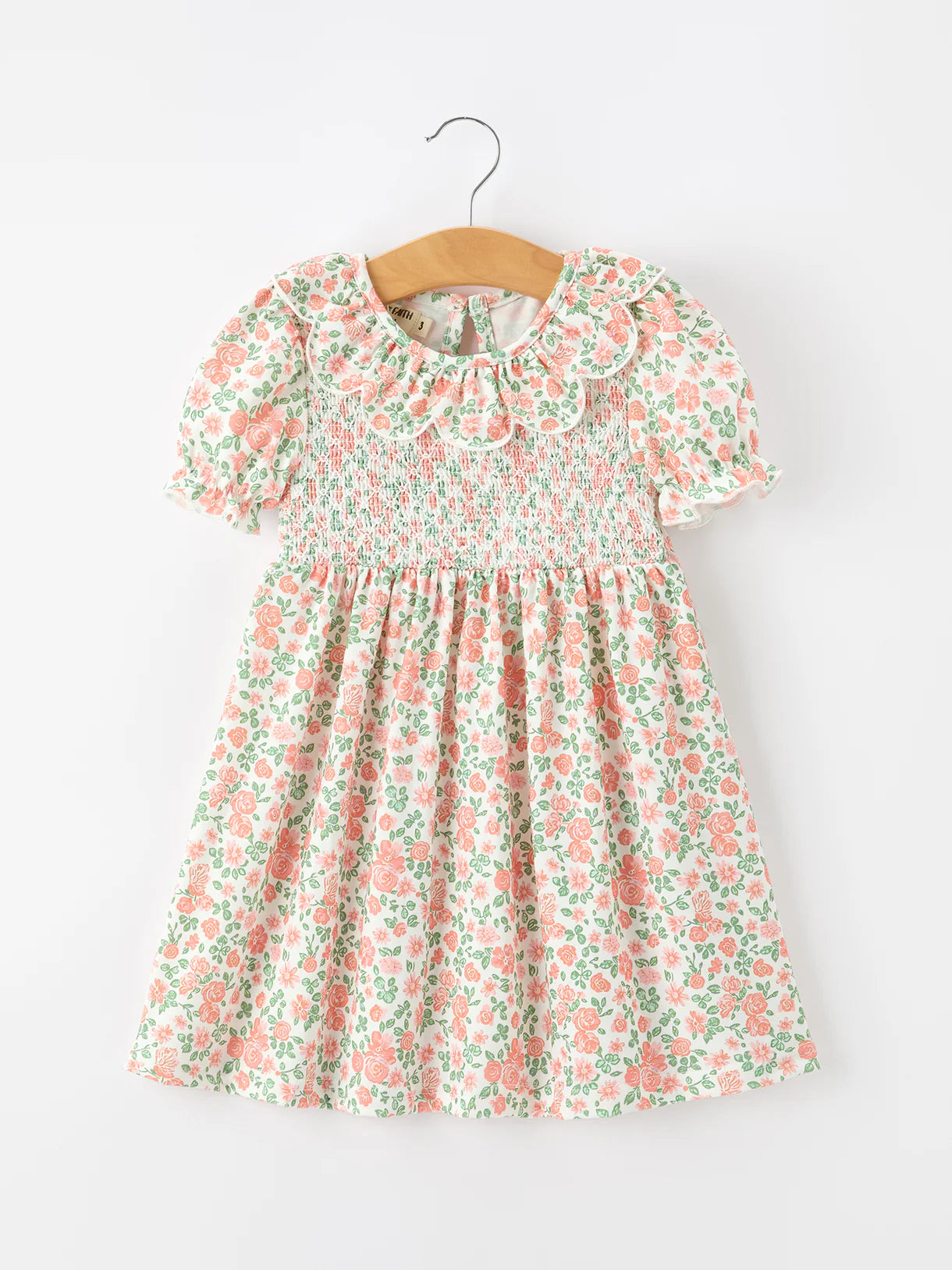 Blush Floral Smocked Petal Collar Dress