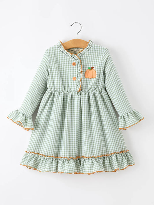 Sage Gingham Button Dress