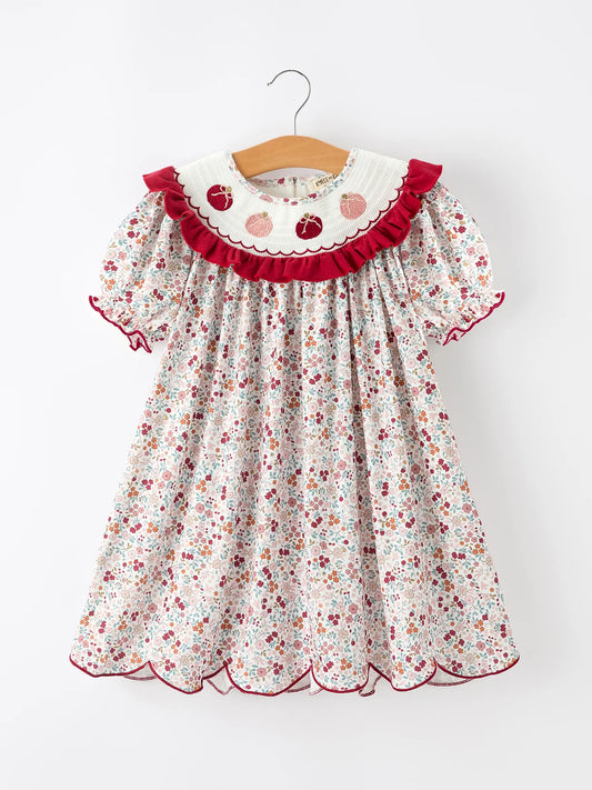 Ruby Floral Pumpkin Smocked Dress