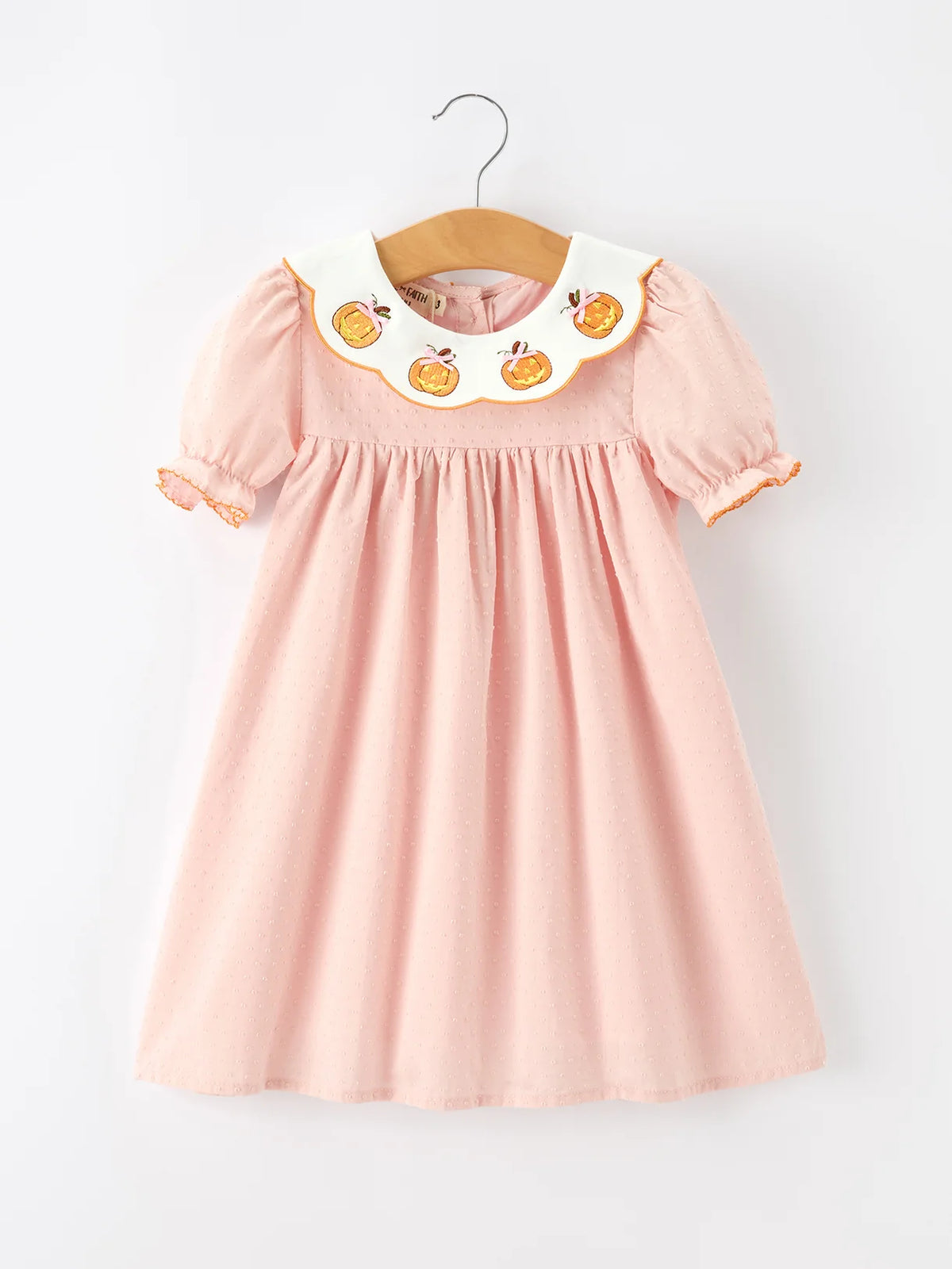 Swiss Dot Light Pink Pumpkin Smock Dress