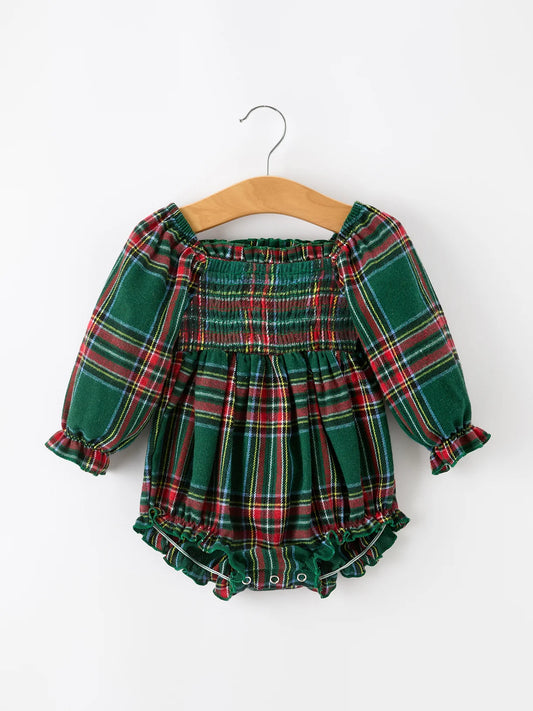 Green Plaid Romper
