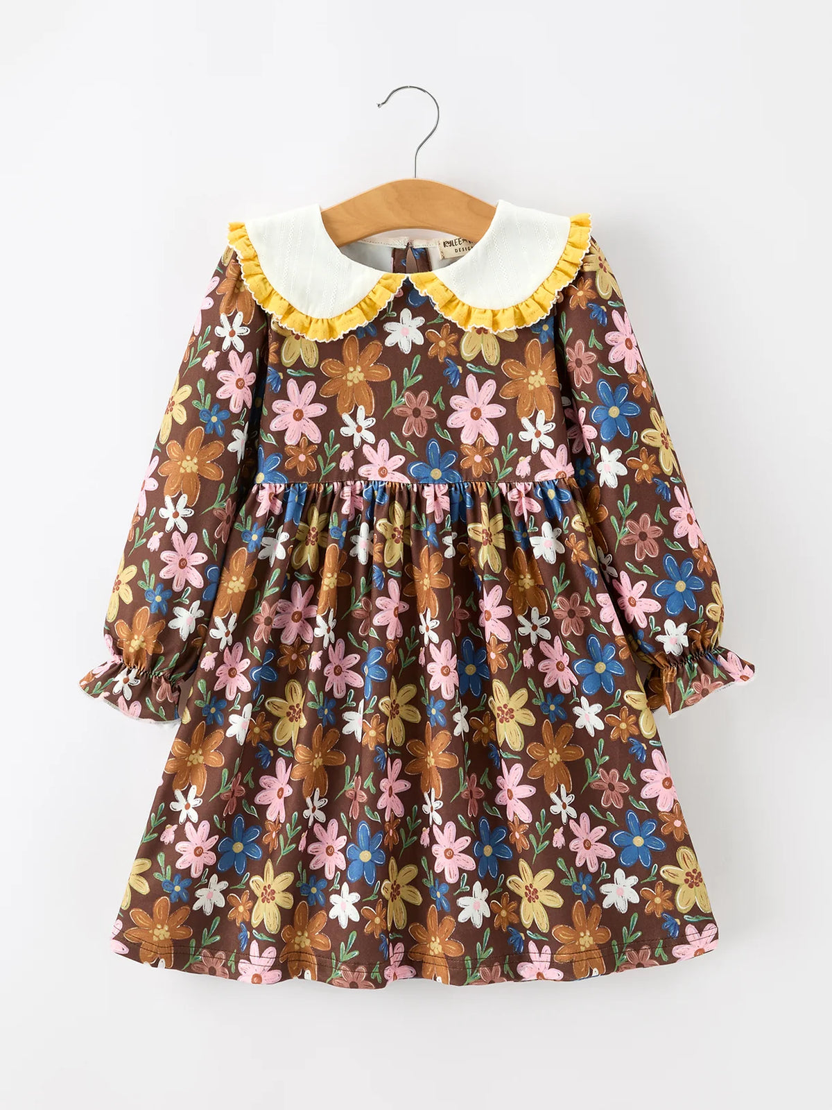 Retro Fall Floral Collared Dress