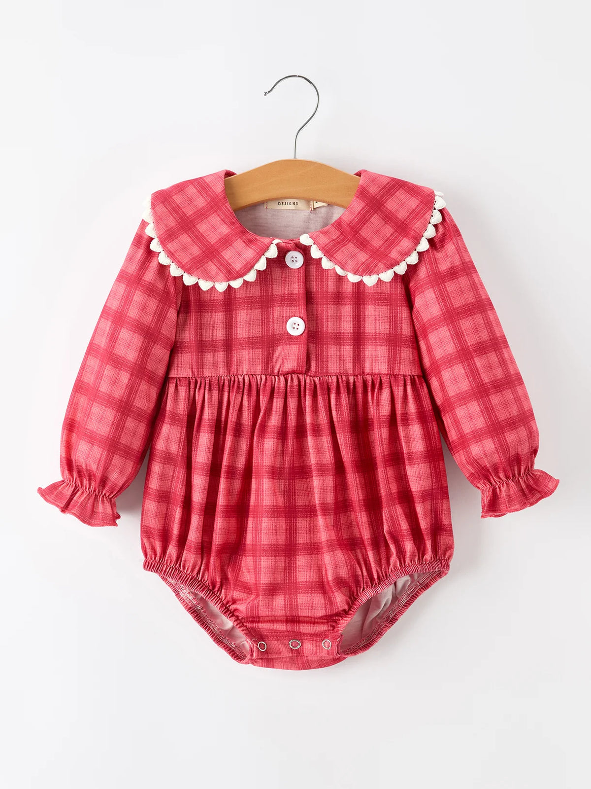 Bright Red Plaid Peter Pan Romper