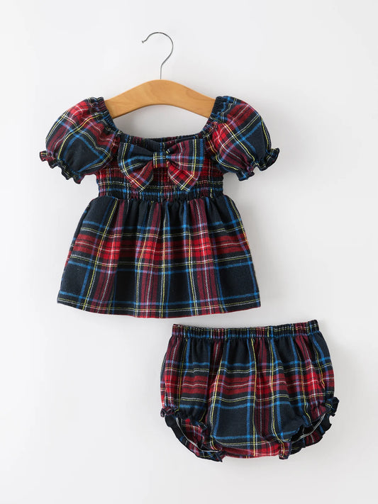 Christmas Plaid Bloomers Set