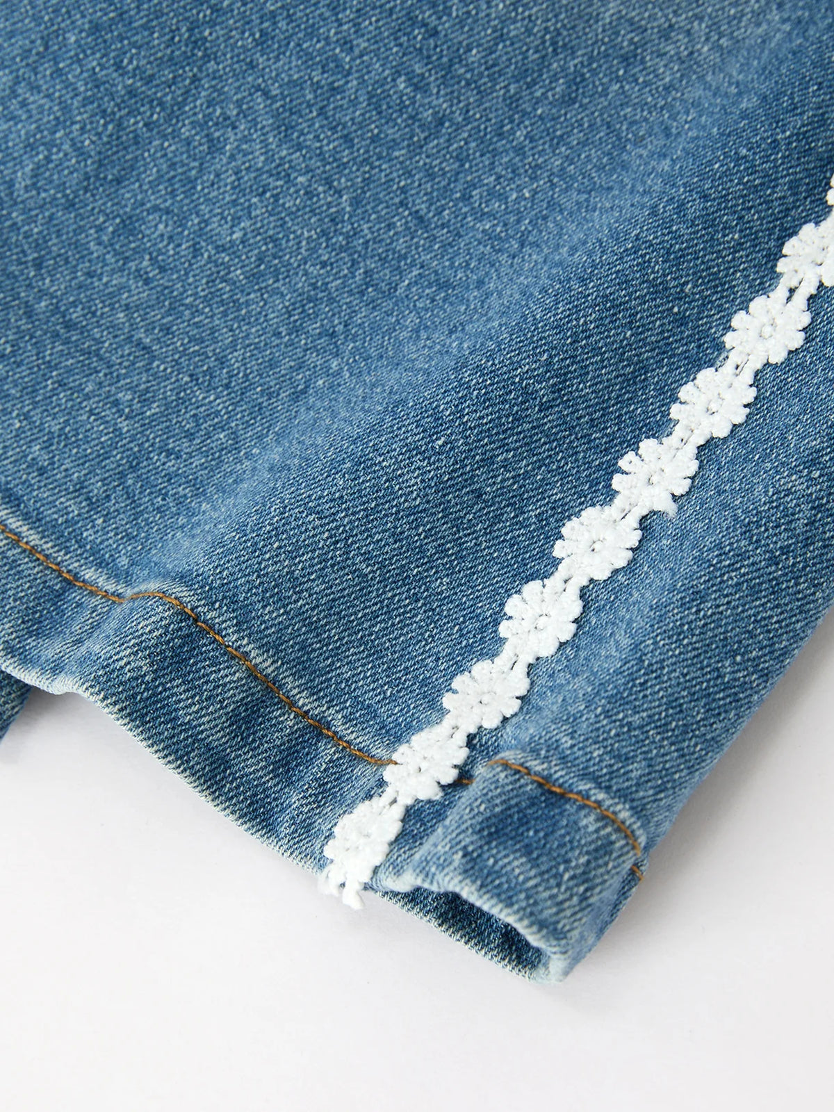Daisy Lace Trim Wide Leg Jeans