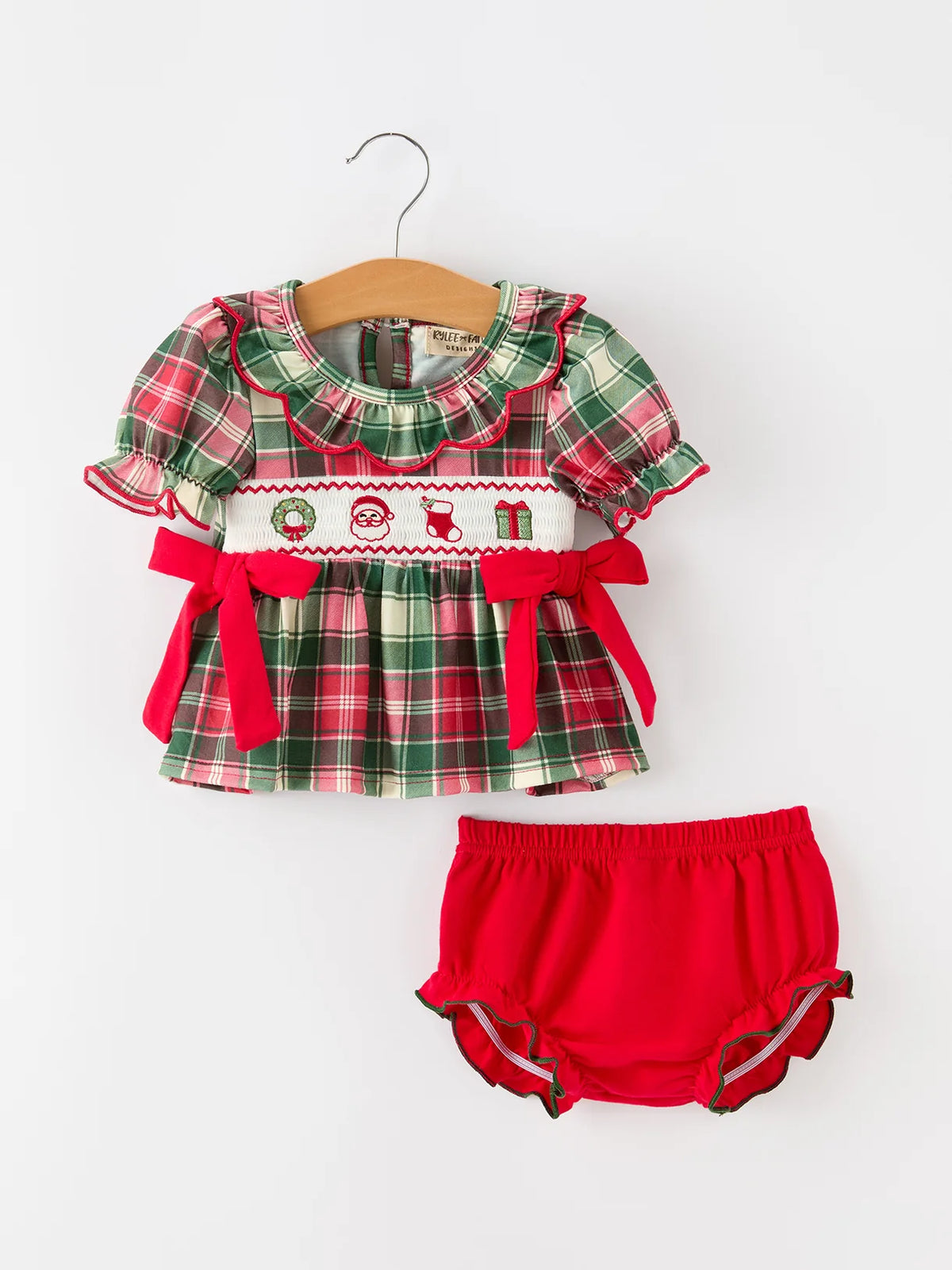 Red Holiday Embroidery Bloomer Set