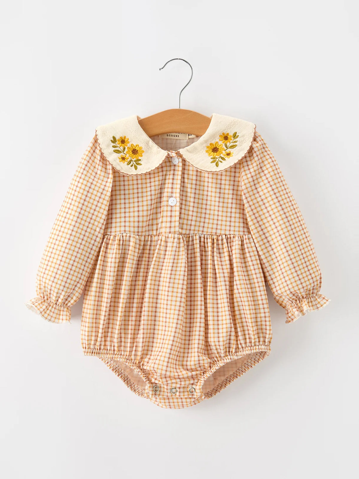 Sunflower Plaid Collar Romper
