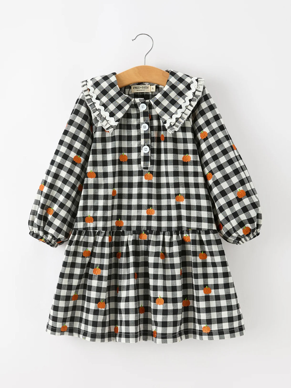 Black Pumpkin Plaid Ruffle Collar Dress