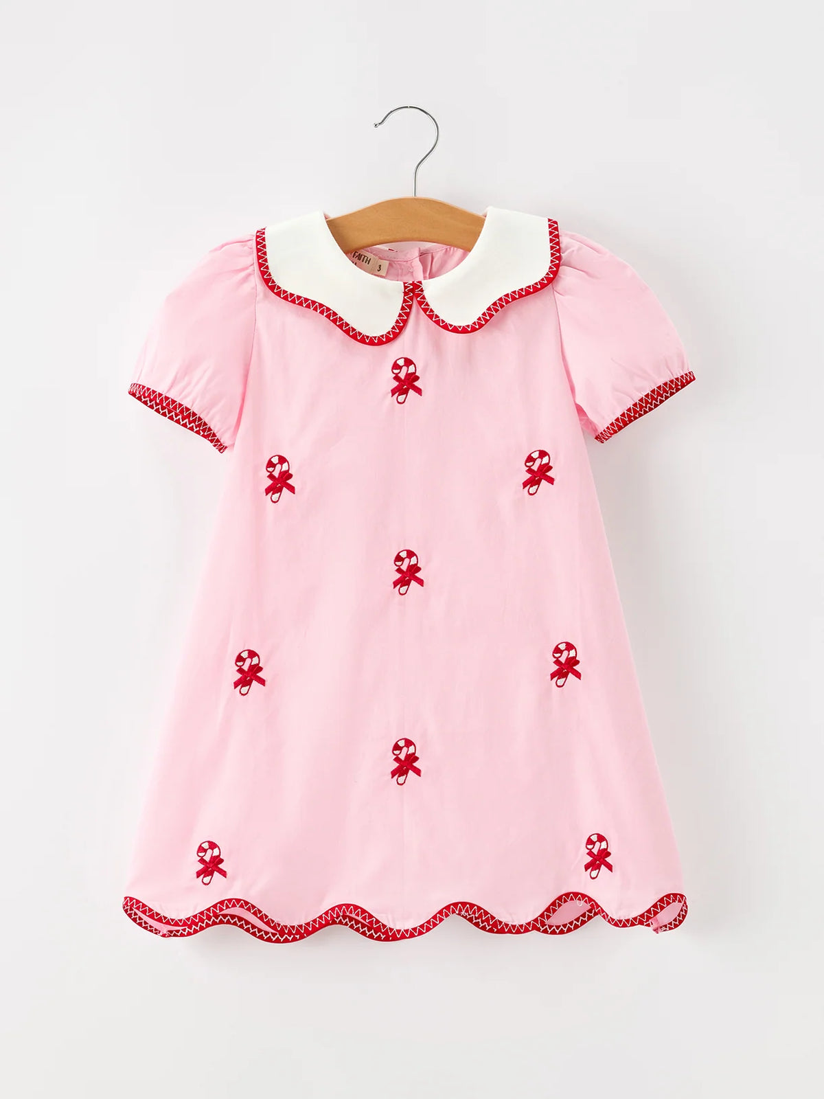 Candy Cane Embroidered Peter Pan Collar Dress