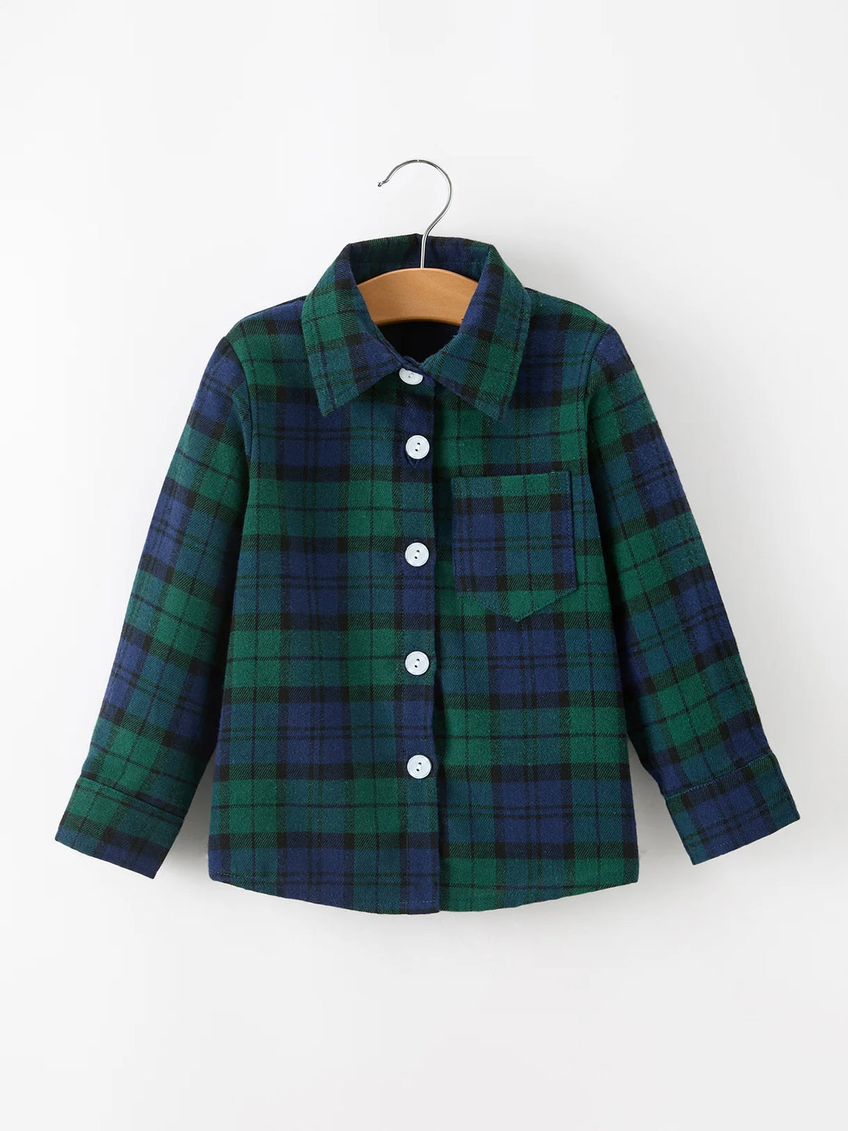 Green & Navy Plaid Flannel Shirt
