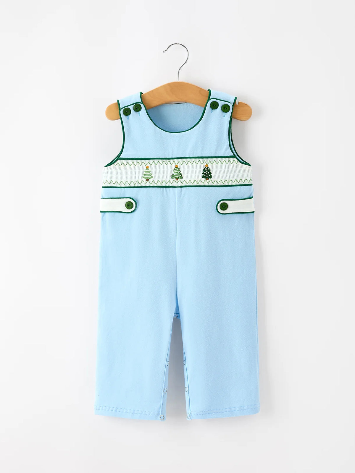 Blue Tree Embroidery Overall Romper