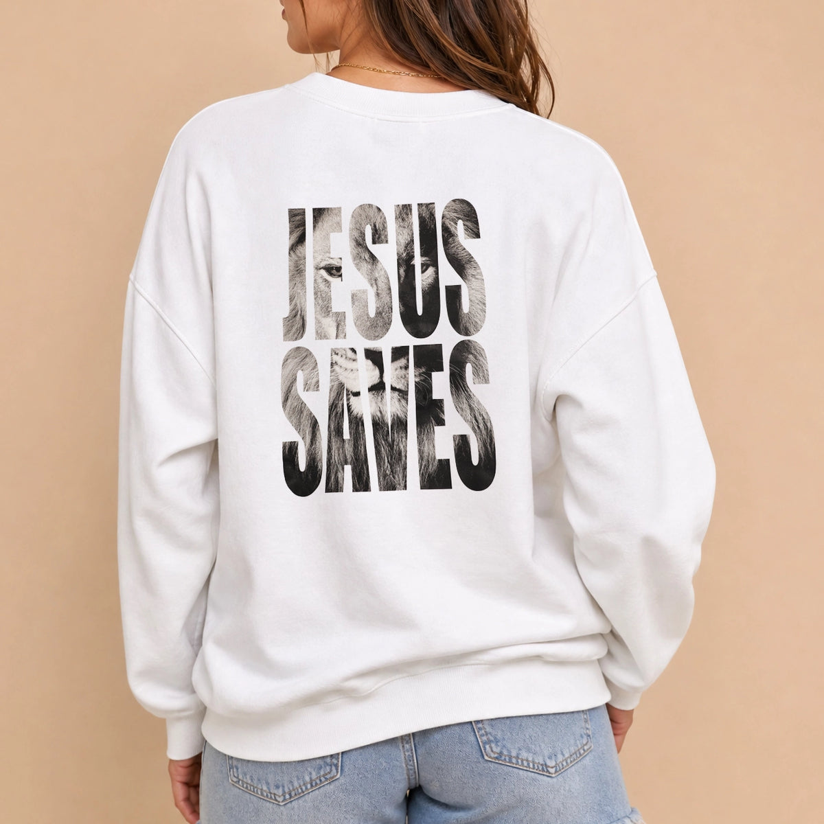 Jesus Saves Lion Crewneck