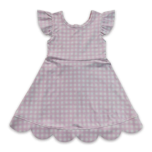 Pink Plaid Flutter Scallop Athletic Dress