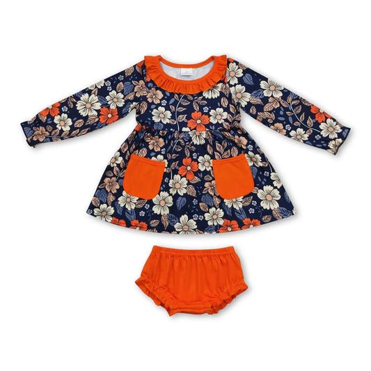 Orange Floral Pocket Tunic & Bummies