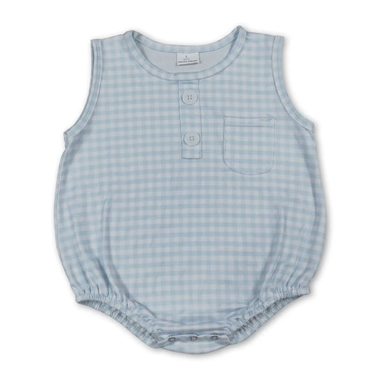 Blue Gingham Pocket Romper