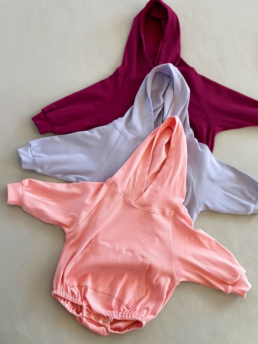 Ribbed Hooded Romper