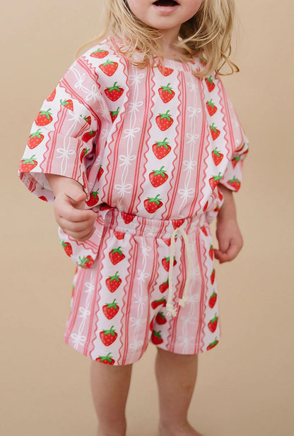 Strawberry Stripes Shorts Set