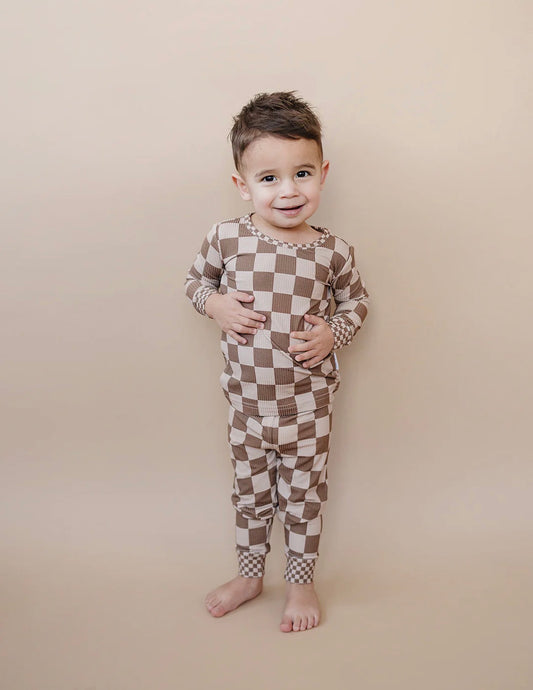 Latte Checkered Bamboo - 2-Piece Set