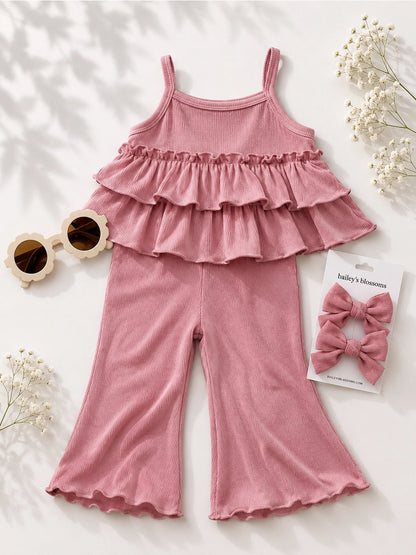 Rosie Pink Ruffle Tank Two-Piece Set