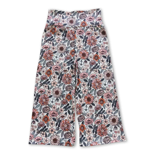 Mauve Floral Wide Leg Pants