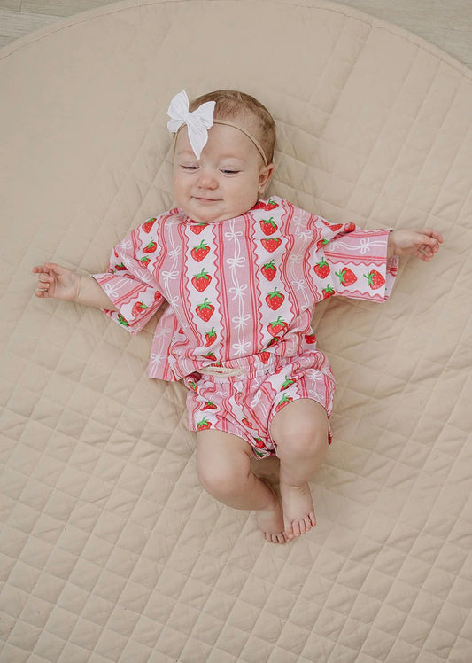 Strawberry Stripes Shorts Set