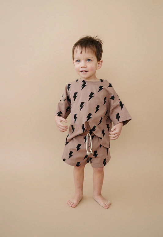 Mocha Bolts Shorts Set