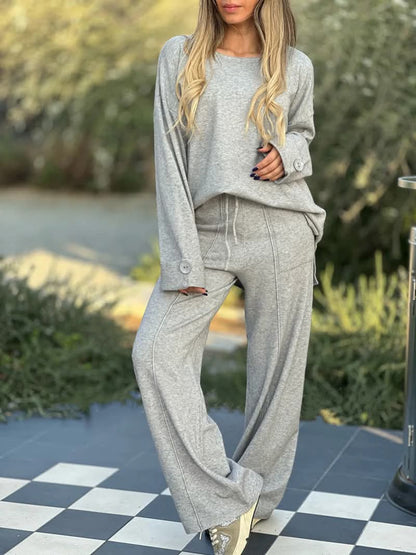 Oversized Button Sleeve Pant Set