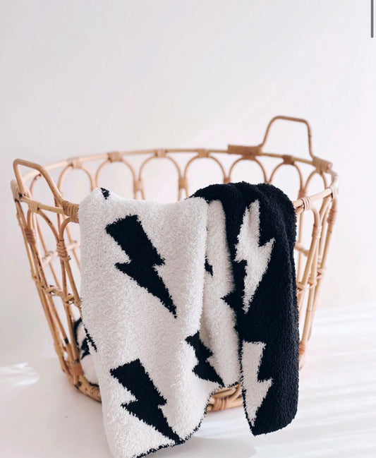 Black Lightning Bolt Double-sided Plush Blanket