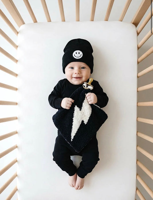 Black Lightning Bolt Double-sided Plush Lovey