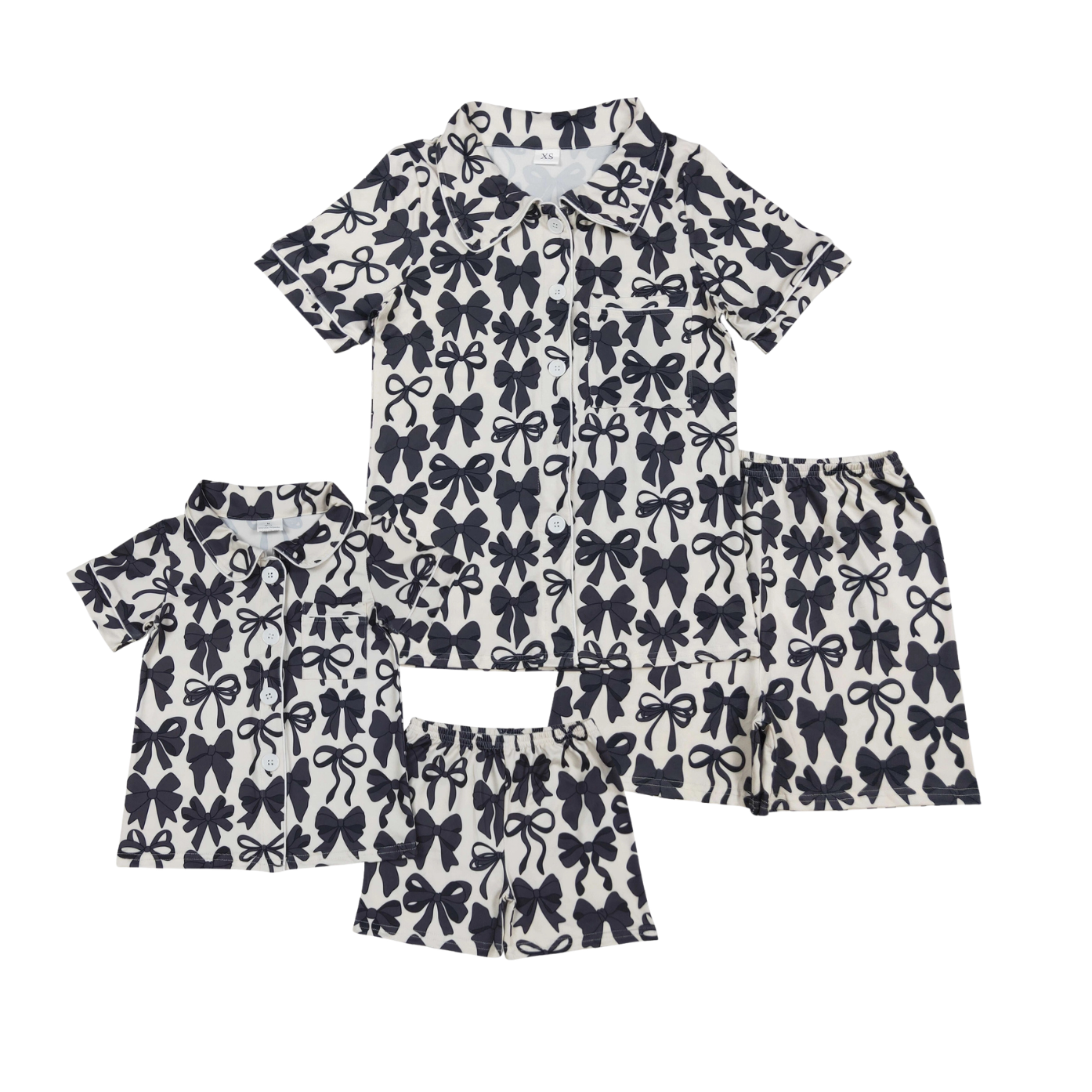 Black Bow Button Down PJs