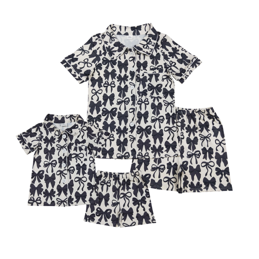 Black Bow Button Down PJs