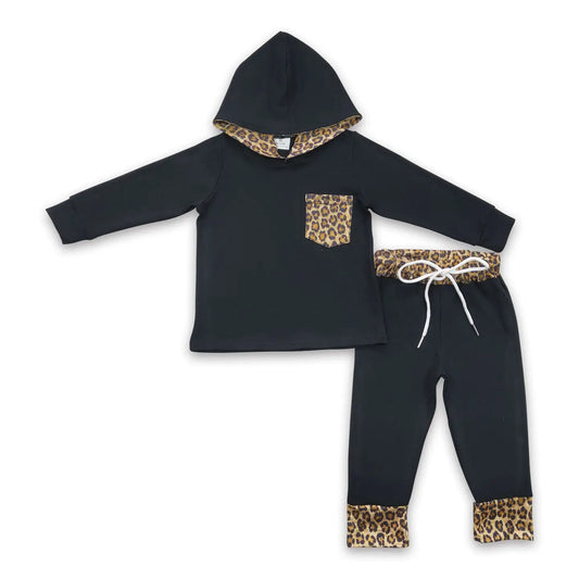 Brown Leopard Pocket Hoodie & Jogger Set