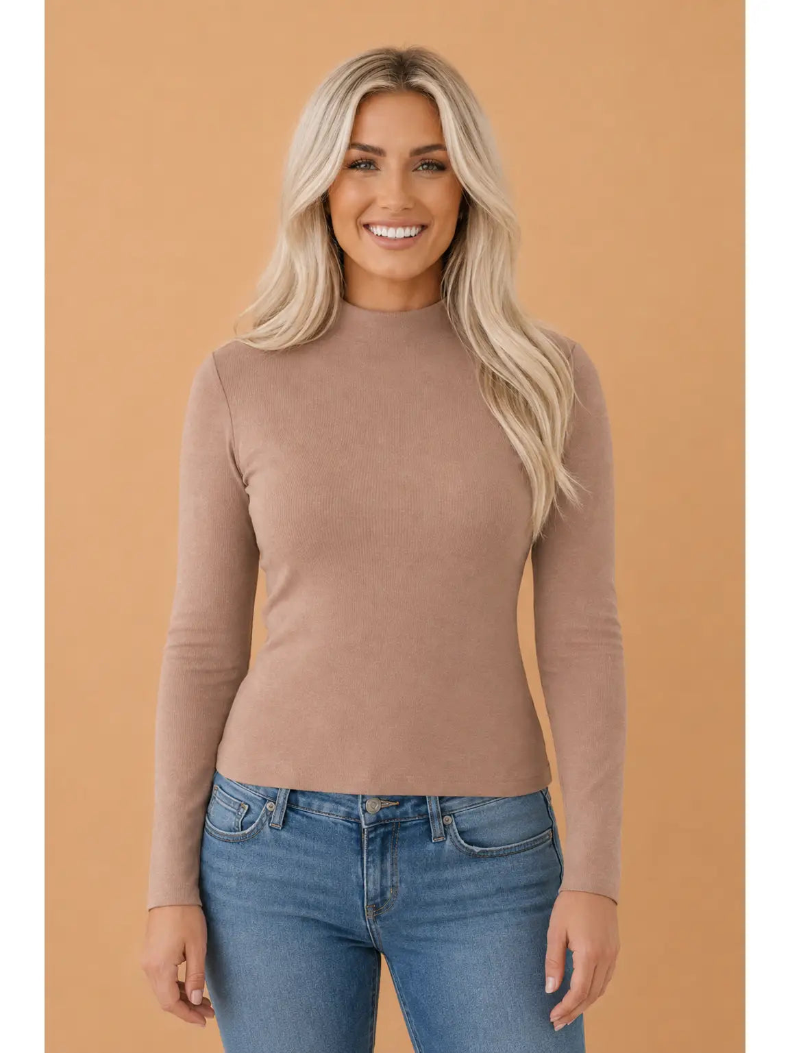 Tan Knit Long Sleeve Top
