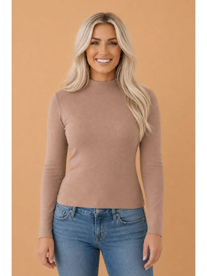 Tan Knit Long Sleeve Top