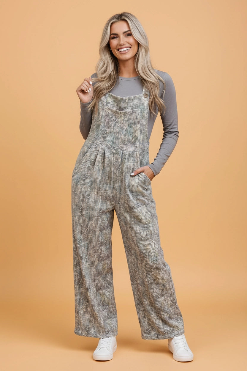 Camo Corduroy Overall Jumpsuit