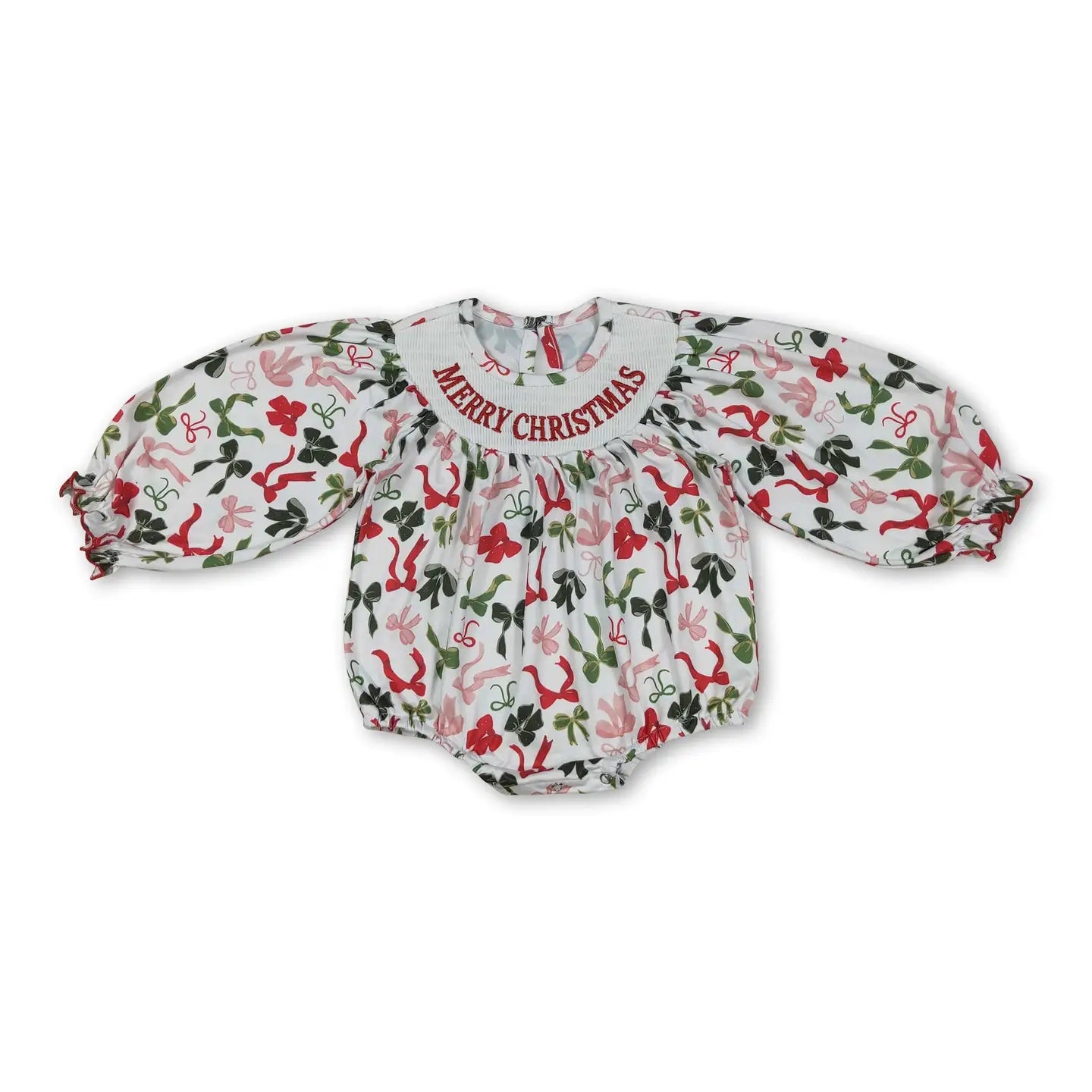 Smocked Merry Christmas Bows Bubble