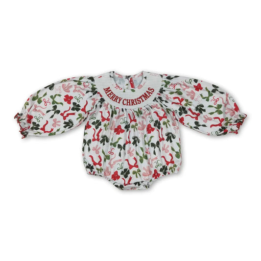 Smocked Merry Christmas Bows Bubble