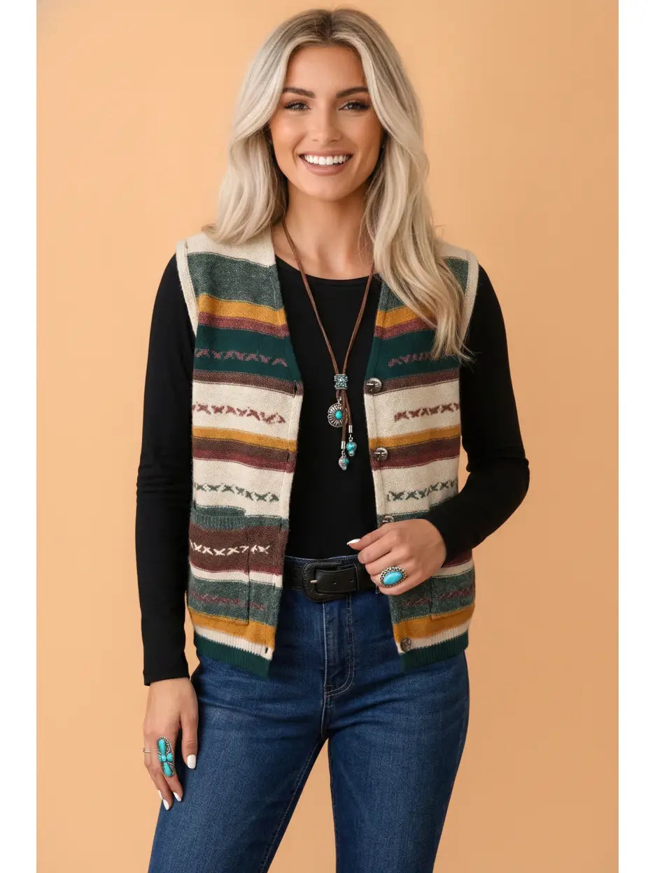 Earthy Stripe Sweater Knit Vest