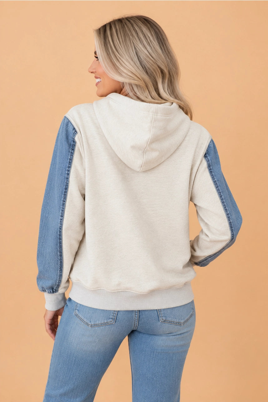 Denim Sleeve Hoodie