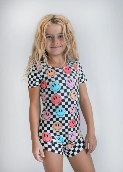Checkered Smiley Face Leotard