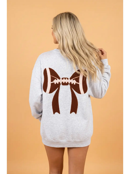 Football Bow Chenille Patch Sweatshirt